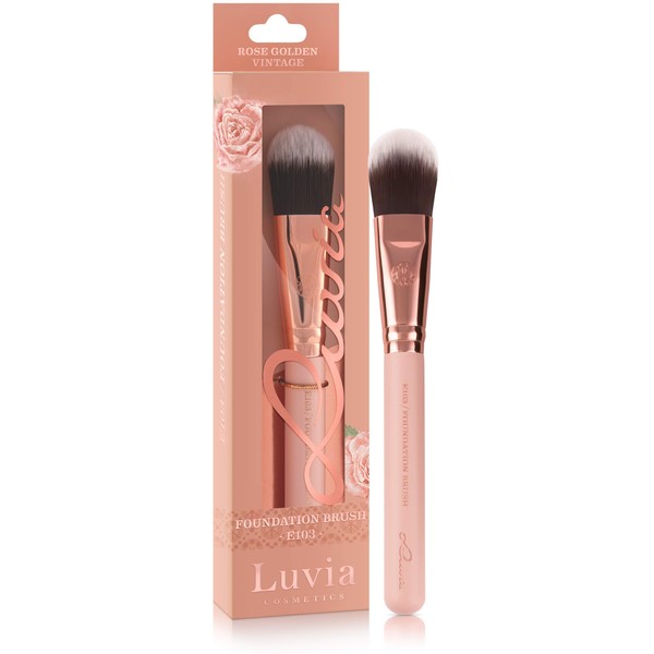 Luvia Foundation Brush - Foundation Brush E103 - Foundation Brush in Nude / Rose Gold - Vegan Cosmetic Makeup Brush / Cosmetic Brush