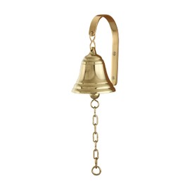 DECONOOR Vintage Cast Iron Dinner Bell as Entry Door Bell, Outside Hanging Decor or Indoor Decoration Wall Antique Farm and Front Gate Bell, Shiney Gold