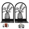 QUNXON Bookends, Pack of 2 Black Bookends, 17.1 x 11.7