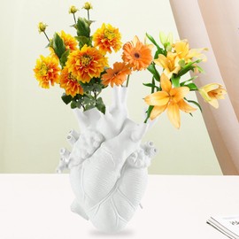 Jarrón de corazón Escultura de resina, maceta de arte creativo, decoración del hogar, sala de estar, computadora, mesa, adorno de regalo para el día de San Valentín