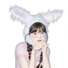 Harukita Rabbit Headwear (White) Cosplay Goods, Disguise, Rabbit Hat, Mofumofu Ears, Year-end Party, Fancy Dress, Hair Accessory, Fan Cap, Animal Ears