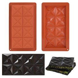 LIFVCNT 2 Pcs Chocolate Molds Silicone, Deep Chocolate Bar Mold, Non-Stick Food Grade Chocolate Mold for Dubai Chocolate Bar Pistachio, Candy and Chocolate Making - Four-Star Shape