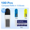 Compass Refills, 2B Compass Refills with Eraser and Compass Sharpener,
