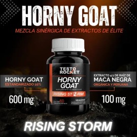 Horny Goat Weed + Maca Negra 4:1 | Energía, Resistencia Y Vitalidad | Suplemento Alimenticio Hombre Testo Rocket | Precursor Testosterona | 60 Capsulas