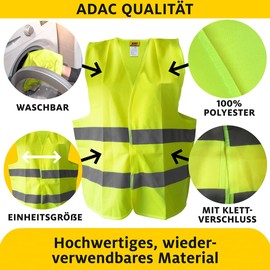 OK Cars - Safety Vests Car Double Pack in Yellow - Car Accessories for Interior ADAC Safety Vest Set of 2 Accident Vest - Car Life Jacket One Size for Adults - Safety Vest EN ISO 20471