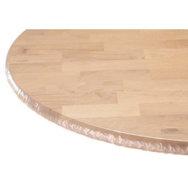 Yourtablecloth Heavy Duty Clear Vinyl Round Fitted Tablecloth (Table Cover) Elasticized Tablecloth Great for Protecting Your fine Tables and Table Linen 60”