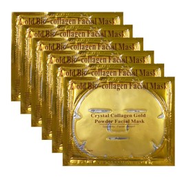 Mascarillas Faciales De Cristal De Colágeno En Gel Oro 24K (Paquete De 6), Anti-Envejecimiento, Inflamación, Reducción De Arrugas, Hidratación,