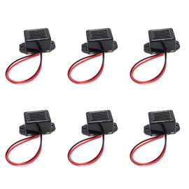 TVETE Electronic Buzzer, Sound Buzzer, Continuous Sound Buzzer, Set of 6, DC 3V, Piezoelectric Buzzer, Safety Buzzer, Alarm, Continuous Sound, High Decibel, Mechanical, Wire Harness Included, Black,