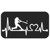 K1075 Baseball Guy Batter Batting Heartbeat Lifeline Decal Sticker (White)