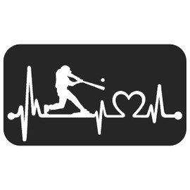 K1075 Baseball Guy Batter Batting Heartbeat Lifeline Decal Sticker (White)