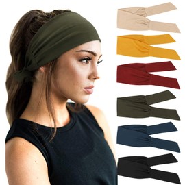 Dreshow Women's Sports Headbands, Hair Bands, Cute Hair Accessories for Yoga, Running, Training, Pack of 6 - 6 Pack K: Solid Colour Vintage