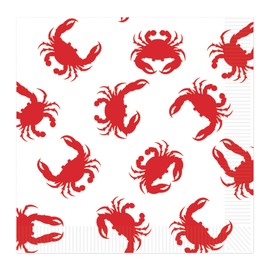 Beistle Crab Luncheon Napkins – 32 Pack, 2-Ply Disposable White & Red Seafood Boil Party Napkins, Nautical Tableware for Crab Feasts, Clambakes, Summer Cookouts, Coastal & Beach-Themed Events, 6.49”