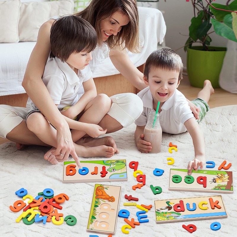 Atoylink Wooden Spell Learning Toys for 2 3 4 5