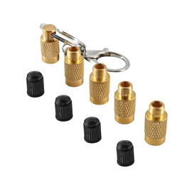 Zpana Car Tire Deflator, 4 in 1 Solid Brass Vehicle Wheel Air Down Tool with Valve Caps Key Chain, Offroad Auto Tire Pressure Release Accessories, Compatible with SUV Motorcycle Bicycle