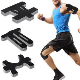 Burbell 30 Pcs Precut Kinesiology Tape Set Ankle Knee and Shoulder Tape Bulk, Waterproof and Elastic, Breathable, Provides Support for The Muscles in Various Sports, Black