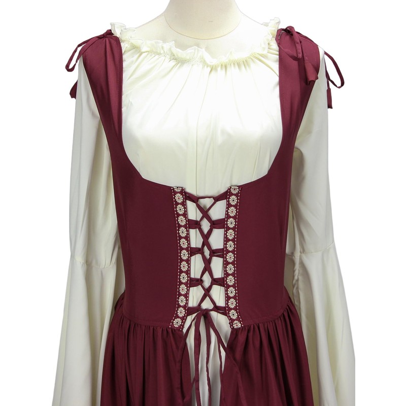 Abaowedding Womens's Medieval Renaissance Costume Cosplay Chemise and Over Dress