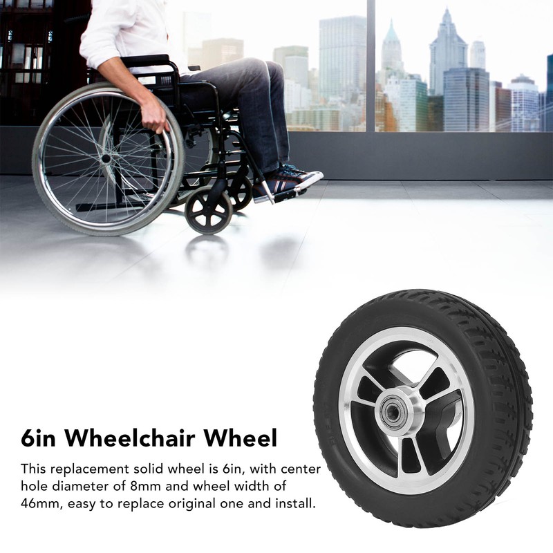 6in Wheelchair Wheel Light Sturdy Aluminum Alloy Hub Quiet Anti