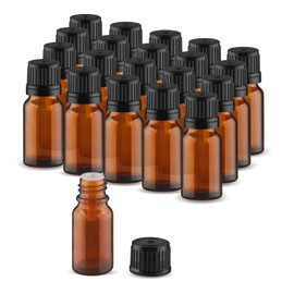 Wresty 20 Pack Amber Glass Bottles Essential Oil Bottles Refillable Sample Bottles DIY Glass Bottle Vials Cosmetic Containers With Rifice Reducer Dropper (10ml/0.3oz)