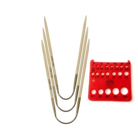 addi CrasyTrio Bamboo (Flexi-Flips) with Gold Cord (EU Version) (Set of 3) with Red Needle Gauge 9.5in (24cm) Size US 4 (3.5mm)