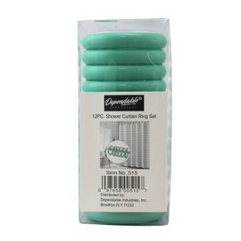 12 Piece Plastic Basic Locking Round Hook Easy Gliding Shower Curtain Rings Fits All Standard Size Shower Rods (Turquoise)
