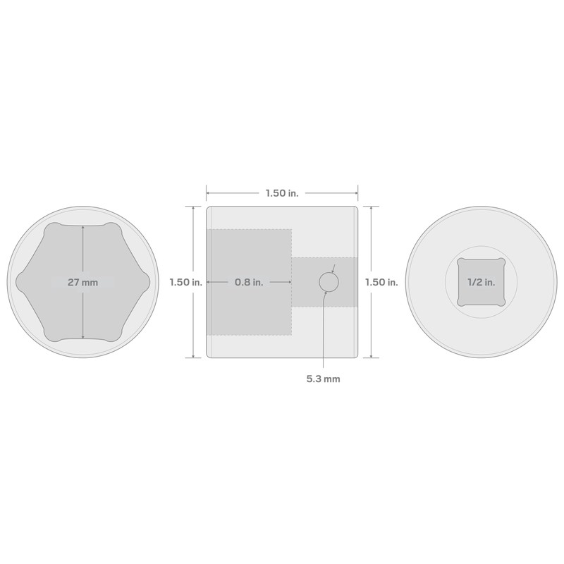 TEKTON 1/2 Inch Drive x 27 mm 6-Point Impact Socket