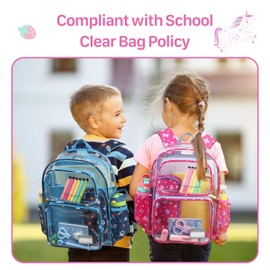 Bagseri Clear Backpack for Girls - 15 Inch Clear Bookbag for Kids Aged 3 to 8 Heavy Duty Transparent Backpack for School, Cute See Through Bag with Reflective Strip, Rose Pink Butterfly