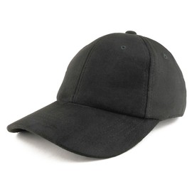 Trendy Apparel Shop Plain Faux Suede Leather Adjustable Structured Baseball Cap - Black