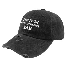 Put It On My Boyfriends Tab Hats for Women Washed Distressed Baseball Cap Low Profile Washed Hiking