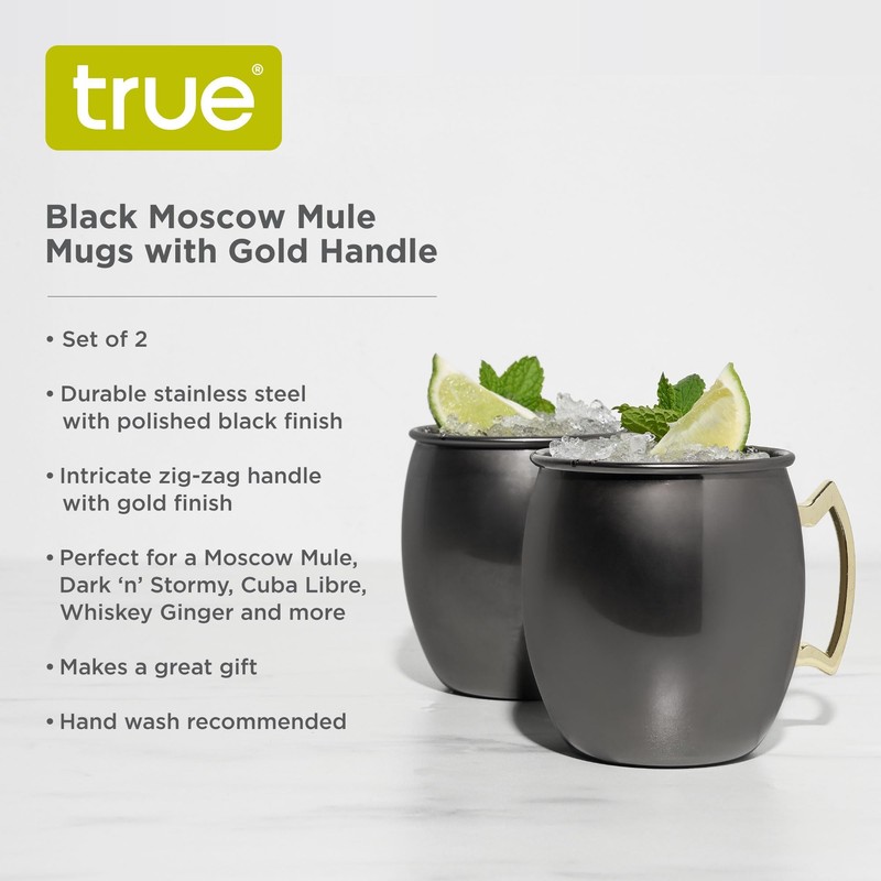 True 7385 Moscú Mule taza con mango dorado, 2 unidades,