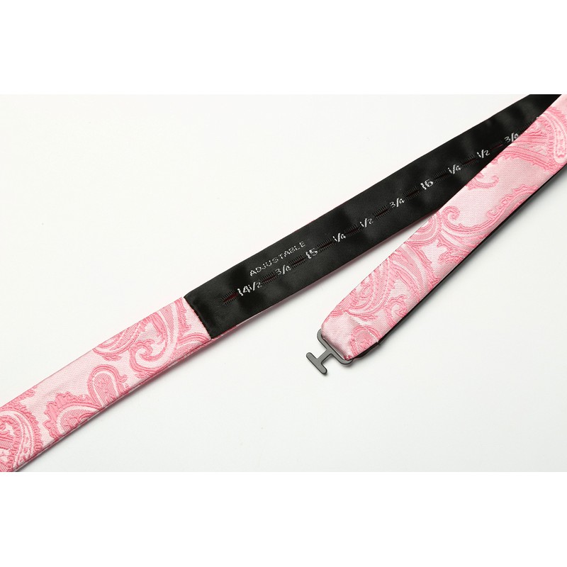 KissTies Mens Rosy Pink Self Tied Bow Tie Paisley Wedding