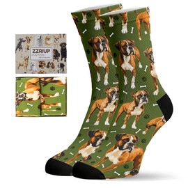 ZZRIUP Dogs Socks for Women Men, Novelty Gifts for Dogs Lover, Dog Mom Gifts for Women Wife, Dog Dad Gifts, Boxer Dog, One Size