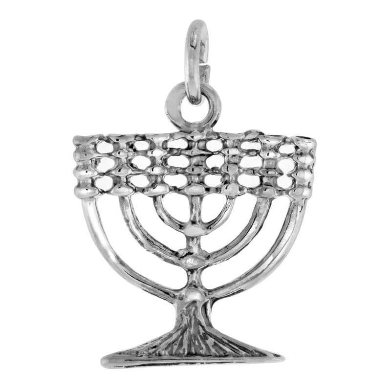 Sterling Silver Menorah Pendant, 3/4 inch