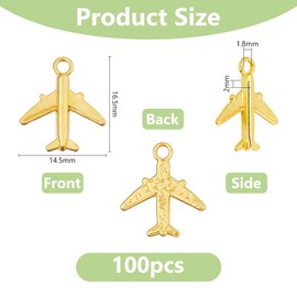 DICOSMETIC Pack of 100 Aeroplane Pendants in Gold Aeroplane Pendant Made of Metal Transport Pendant Made of Alloy Flight Pendant for DIY Jewellery Making Necklace Bracelet