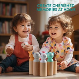 Navaris Bowling Set for Children - Skittles Game for Children - Wooden Cone for Children - Skittles Game from 2 Years - Skittles Game for Children Outdoor - 6 Pieces