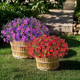 Artificial Fake Plants Flowers for Outdoor Spring Summer Decor, 12 Bundles Faux Silk Daisy for Planter Pot Colorful UV Resistant Look Real for Front Door Porch Patio Outside Yard(Light Purple)
