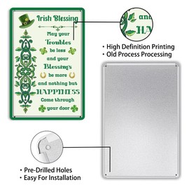 Metal Tin Sign - Irish Blessing Sign, Irish St Patricks Day Inspirational Wall Art Decor, Rustic Wall Plaque for Home Kitchen Women Cave Bathroom Cafe Bar Signs 8x12 Inch