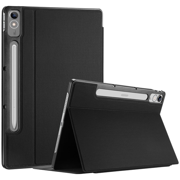 ProCase Case for Lenovo Tab P12 12.7 Inch 2023 with Pen Holder, Lightweight & Hard Book Cover, Shockproof Protective Smart Case for 12.7 Inch Lenovo Tab P12 Tablet 2023 - Black