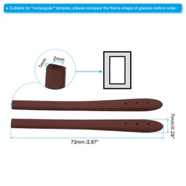 PATIKIL Glasses End Tips, 6 Pairs Eyeglass Anti Slip Ear Sock Pieces Tube Sleeve Soft Silicone Replacement Temple for Rectangle Thin Metal Eyeglass Temple, Brown-8