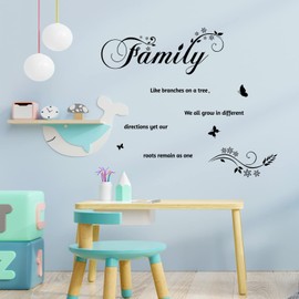 Family Like Branches on a Tree We All Grow in Different Directions Yet Our Roots Remain As One Wall Sticker Removable Home Decor Art Stickers (Family New)