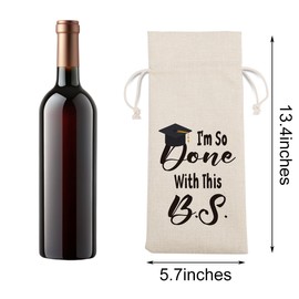 BARREEMO Funny Bachelor of Science Degree Graduation Gifts Wine Bag Gifts for College Graduate I'm so Done with This BS Wine Bottle Bag for BS Graduation Party Decorations