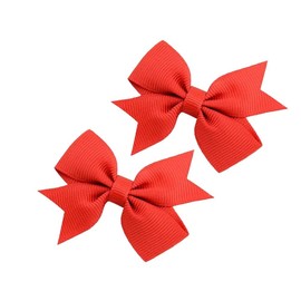 BOENBE LOVED Baby Hair Bows Clips Fully Lined Grosgrain Boutique Solid Ribbon Mini Bows for Girls Teens Infants Kids Toddlers Newborn 2pcs Colors in Pairs (red.)