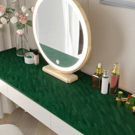 CHIHUT 12"x100" Green Self Adhesive Velvet Felt Fabric for Dresser Jewelry Soft Velvet Fabric Wallpaper Peel and Stick Removable Felt Drawer Liner for Cabinet Shelf DIY Projects Flocking Liner Sticker