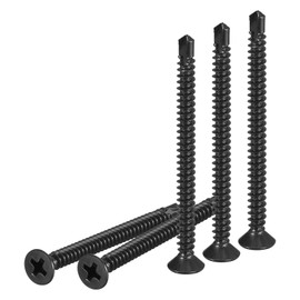 DTGN 50Pcs ST4.2x50mm Self Drilling Screws, 410 Stainless Steel Flat Head Phillips Sheet Metal Screw - Good for Wood to Metal, Furniture - Black