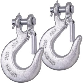 1/4 Inch Safety Chain Hooks, Clevis Slip Hook with Safety Latch, Grade 70 Forged Steel 12,600 Lb for Trailer Truck Transport Tow Winch Hook Trailer(1/4 Inch, 2 Pack)