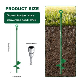 DOKOLES 18'' Ground Anchors for High Wind,Heavy Duty Metal Hurricane Ground Stakes Anchors ，Screw in Trampoline Anchors for Swing Set，Camping Tent,Car Ports,Canopy,Sand Tent,Gazebo,Dog