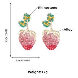 Strawberry Earrings, Strawberry Fruit Dangle Earrings for Women, Bohemian Beaded Strawberry Earrings, Sparkling Strawberry Statement Earrings Boho Jewelry, Red Strawberry Drop Earrings