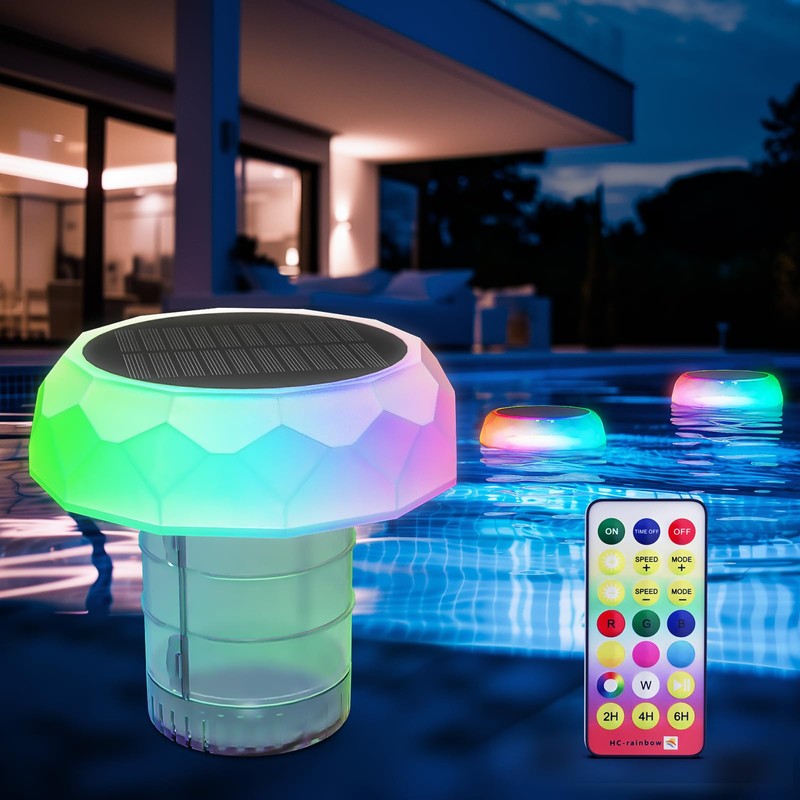 BASON LIGHTING Solar Powered Floating Pool Light with Chlorine Tablet