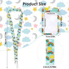 Giantree Children's Lanyard, Lanyard with Clip Closure for ID Card Holder, Bohemian Rainbow Lanyard with ID Holder, Neck Strap with ID Sleeves (Blue)