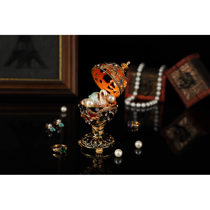 QIFU Hand Painted Black Easter Egg Style Collectible Figurine, Unique