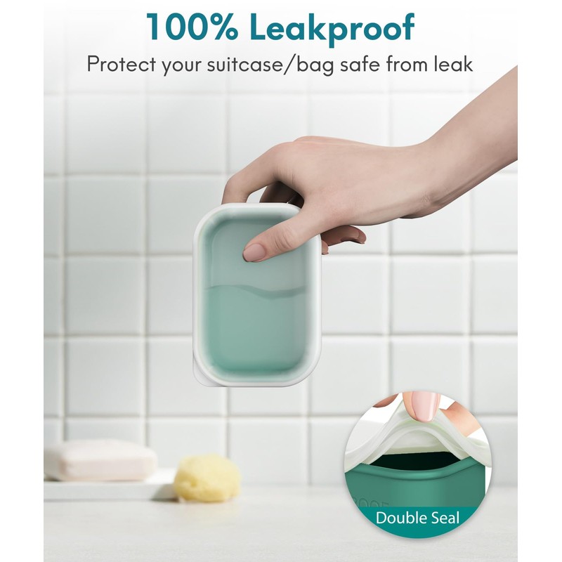 Quatish Compact Leakproof Travel Soap Case, Silicone Soap Box with